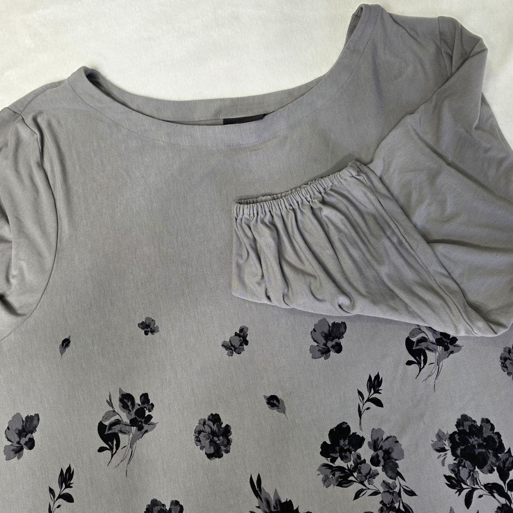 J. Jill Wearever Collection Womens 3X Gray Floral‎ Jersey Tunic Top Boho Comfy
